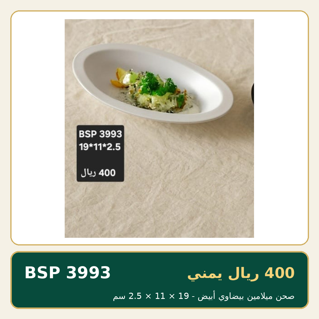 صحن ميلامين بيضاوي أبيض — صورة 1